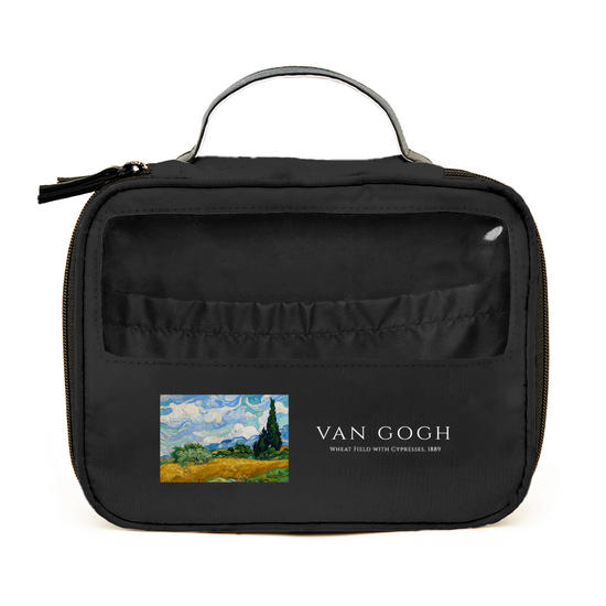 Necessaire Makeup Double Preta - Van Gogh - Campo de Trigo com Ciprestres Classic