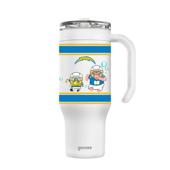 Copo Térmico Life + Ebook -  NFL x Bob Esponja - Los Angeles Chargers