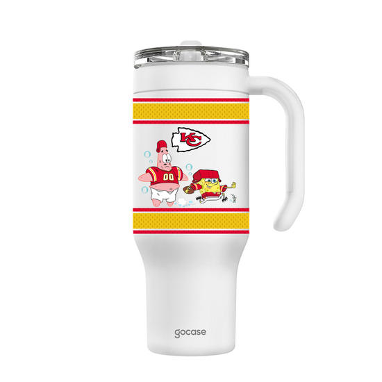 Copo Térmico Life + Ebook -  NFL x Bob Esponja - Kansas City Chiefs