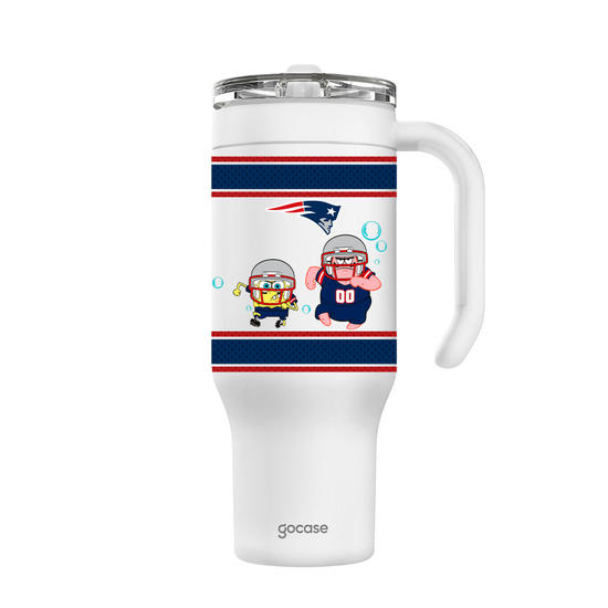 Copo Térmico Life + Ebook -  NFL x Bob Esponja - New England Patriots