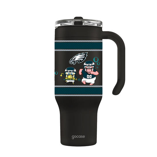Copo Térmico Life + Ebook -  NFL x Bob Esponja - Philadelphia Eagles