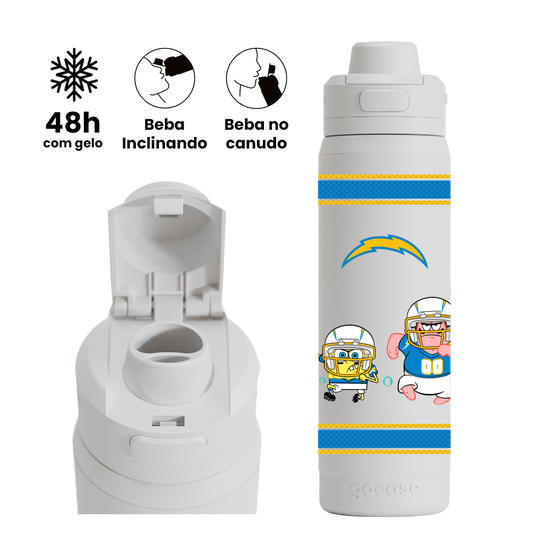 Garrafa Térmica Flip Pro - NFL x Bob Esponja - Los Angeles Chargers