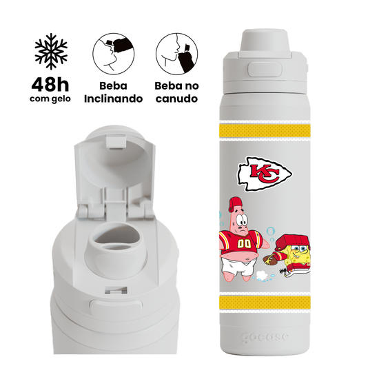 Garrafa Térmica Flip Pro - NFL x Bob Esponja - Kansas City Chiefs