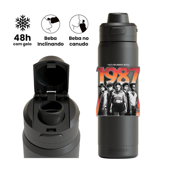 Garrafa Térmica Flip Pro - Stranger Things - Hawkins 1987