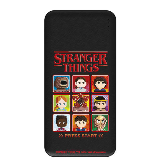 Carregador Portátil Fast Charge -  Stranger Things - Pixel Art Game