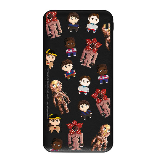 Carregador Portátil Fast Charge -  Stranger Things - 8-bit Pattern