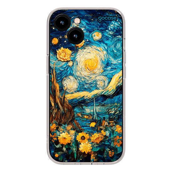 Capinha para celular  Noite Estrela com Girassóis