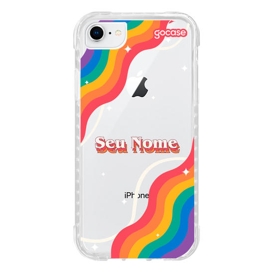 Capinha para celular Nome com Arco-íris