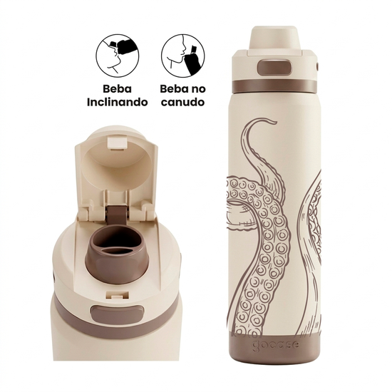 Garrafa Térmica Flip Pro + Ebook - Ocean Octopus