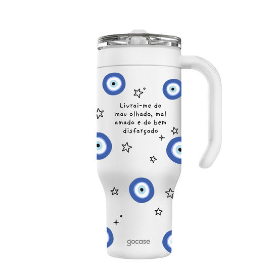 Copo Térmico Life + Ebook -  Olho Grego - Oração de Proteção