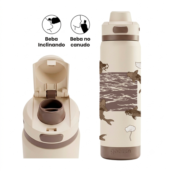 Garrafa Térmica Flip Pro + Ebook - Ondas de Koi