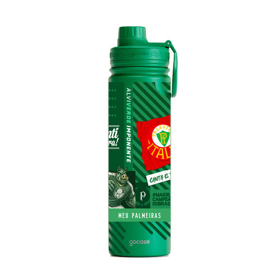 Garrafa Térmica Fresh + Ebook - Palmeiras - Pattern Alviverde