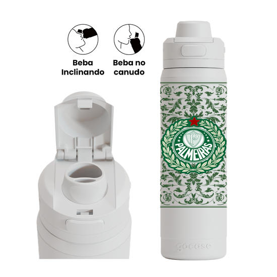 Garrafa Térmica Flip Pro + Ebook - Palmeiras - Raizes Palestra