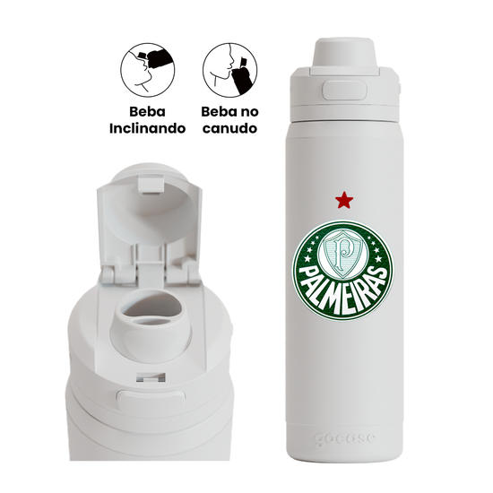 Garrafa Térmica Flip Pro + Ebook - Palmeiras - Uniforme 1 2025