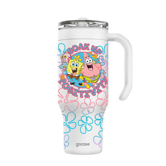 Copo Térmico Life + Ebook - Bob Esponja - Soak Up Positivity