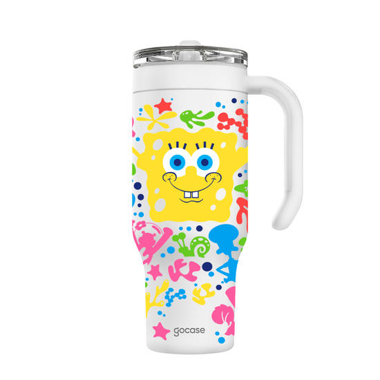 Copo Térmico Life + Ebook - Bob Esponja - Silhuetas Divertidas