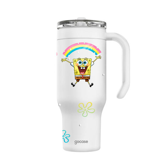 Copo Térmico Life + Ebook - Bob Esponja - Rainbow