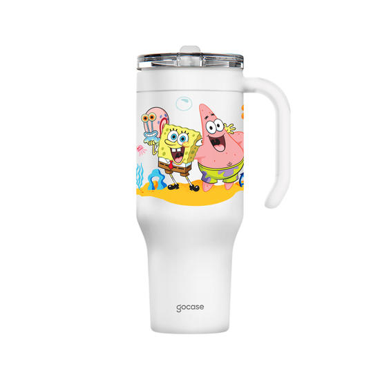 Copo Térmico Life + Ebook - Bob Esponja - Amigos da Fenda do Bikini