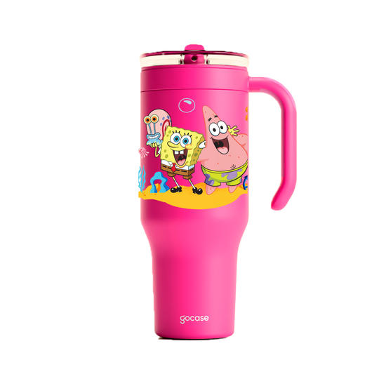 Copo Térmico Life + Ebook - Bob Esponja - Amigos da Fenda do Bikini