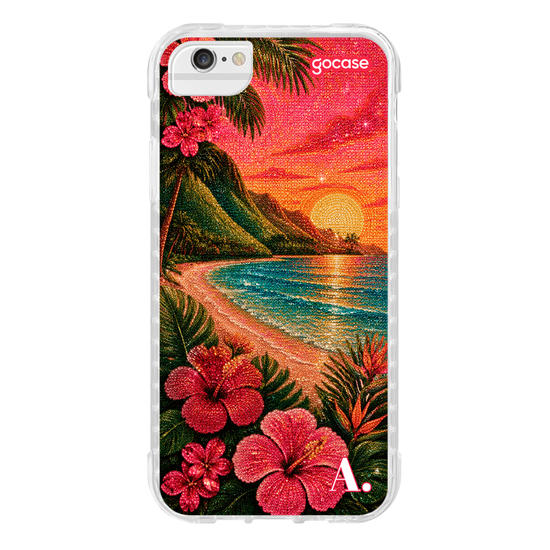 Capinha para celular  Paraíso Havaiano Efeito Cravejado