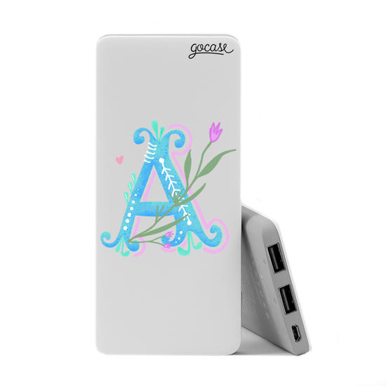 Power Bank Slim Portable Charger (5000mAh)  - Floral Alphabet