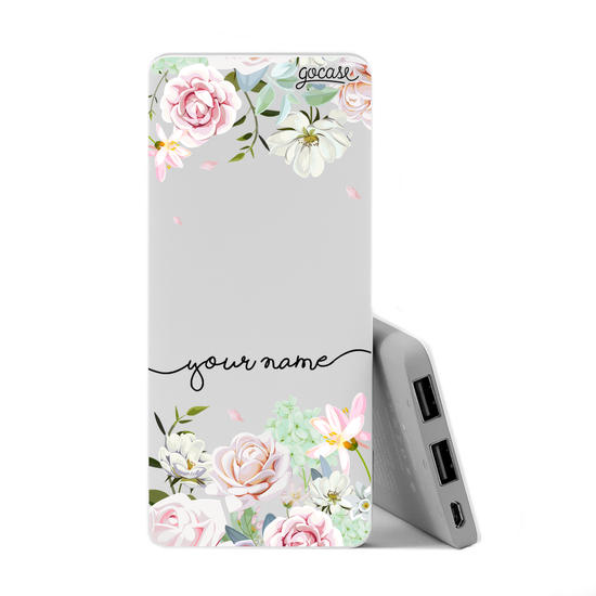 Power Bank Slim Portable Charger (5000mAh) - Carregador Portátil Power Bank Slim (5000mAh) - Flores Candy Manuscrito