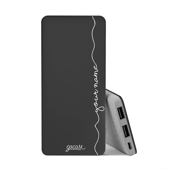 Power Bank Slim Portable Charger (5000mAh) Black - Vertical Handwritten