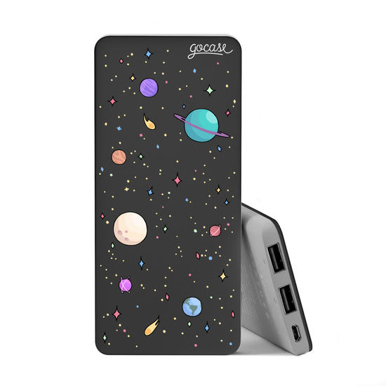 Power Bank Slim Portable Charger (5000mAh) Black - Planets