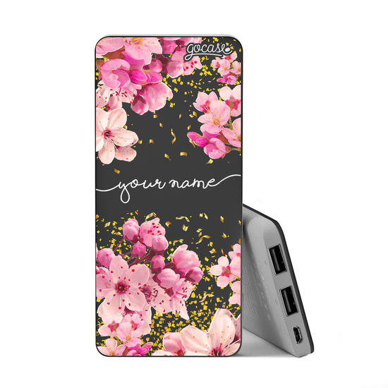 Power Bank Slim Portable Charger (5000mAh) Black - Rose Gold Manuscrita