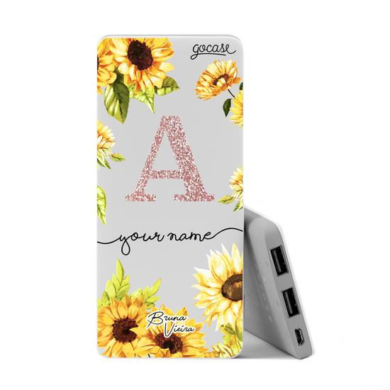 Power Bank Slim Portable Charger (5000mAh) - Próprio Sol Glitter by Bruna Vieira