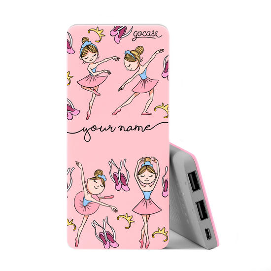 Power Bank Slim Portable Charger (5000mAh) Pink - Little Ballerinas Handwritten