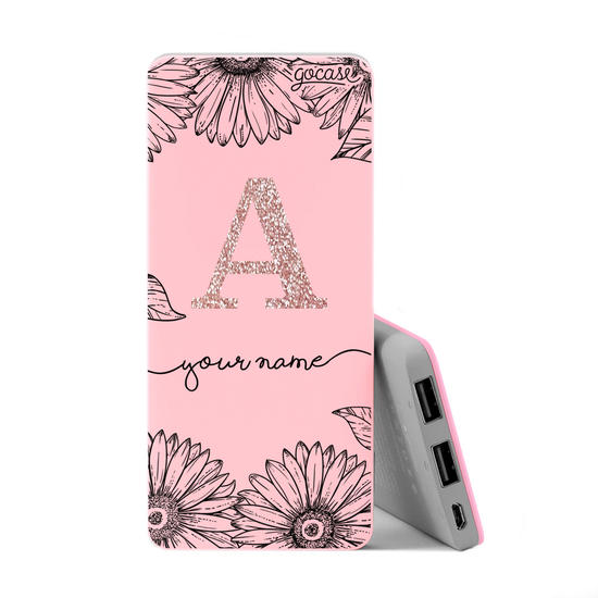 Power Bank Slim Portable Charger (5000mAh) Pink - Sunflowers Decor Glitter