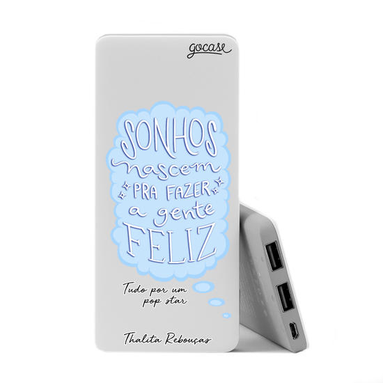 Carregador Portátil Power Bank Slim (5000mAh) - Sonhos - Azul by Thalita Rebouças
