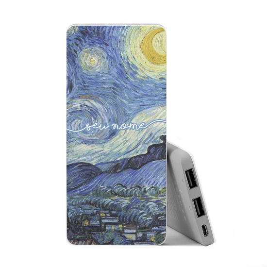 Carregador Portátil Power Bank Slim (5000mAh) - VAN GOGH - NOITE ESTRELADA CUSTOMIZÁVEL