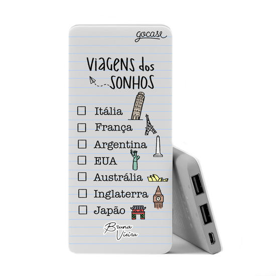 Power Bank Slim Portable Charger (5000mAh) - Viagem dos Sonhos by Bruna Vieira