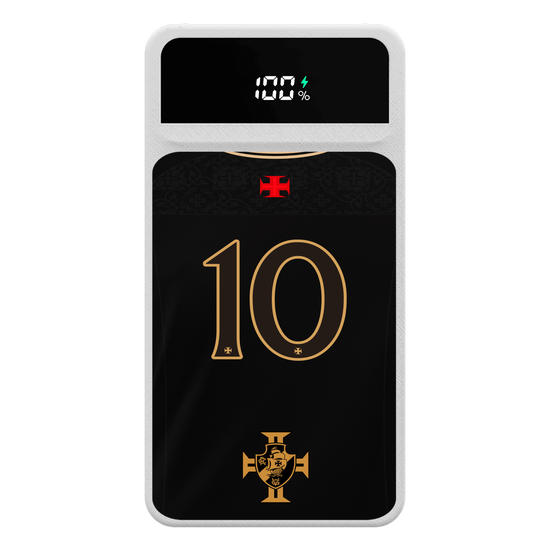 Carregador Portátil Turbo 10000mah - Vasco da Gama - Uniforme 3 2022 Goleiro Preta Personalizado