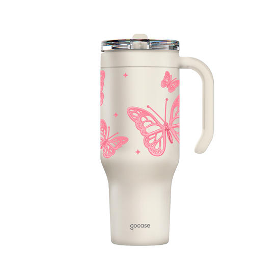 Copo Térmico Life - Pink Butterflies