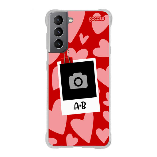 Capinha para celular  Polaroid Corações Casal