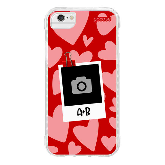Capinha para celular  Polaroid Corações Casal