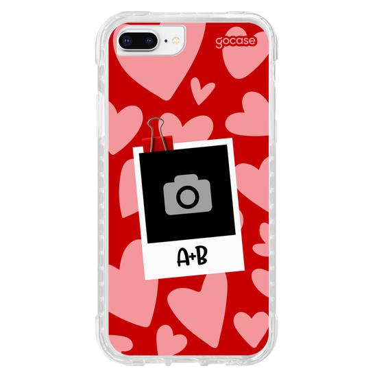 Capinha para celular  Polaroid Corações Casal