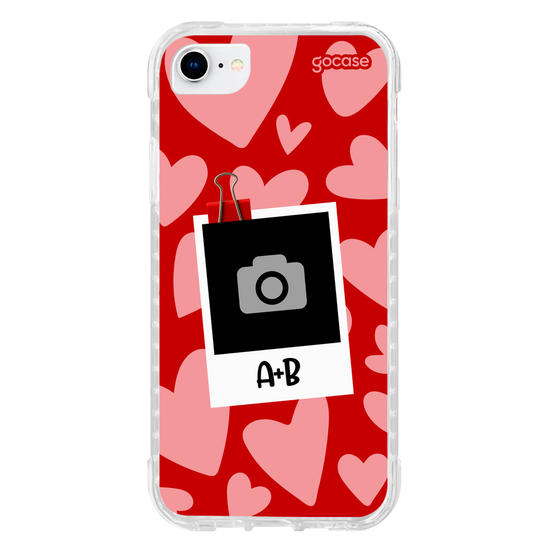Capinha para celular  Polaroid Corações Casal