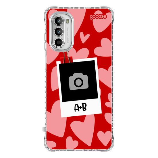 Capinha para celular  Polaroid Corações Casal