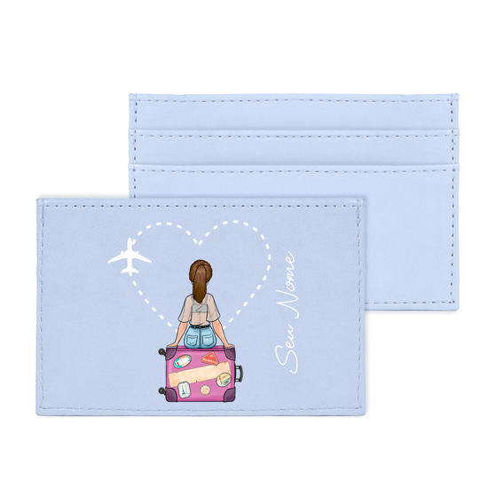 Porta Cartões Triplo Azul - Garota Viagem