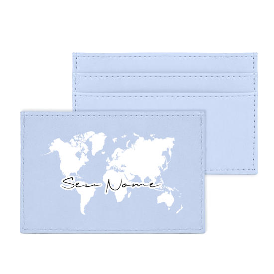 Porta Cartões Triplo Azul - World Map