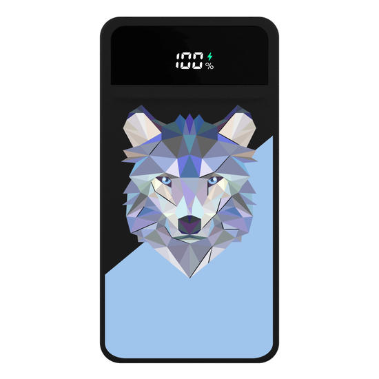  Carregador Portátil Turbo 10000mah Preto - Animal Geométrico - Lobo