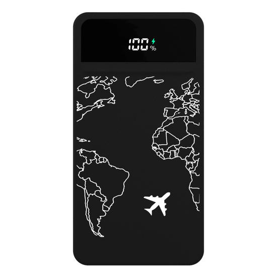  Carregador Portátil Turbo 10000mah Preto - Mapa Mundi Lines Manuscrita White