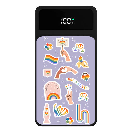  Carregador Portátil Turbo 10000mah Preto - Mês do Orgulho - Stickers