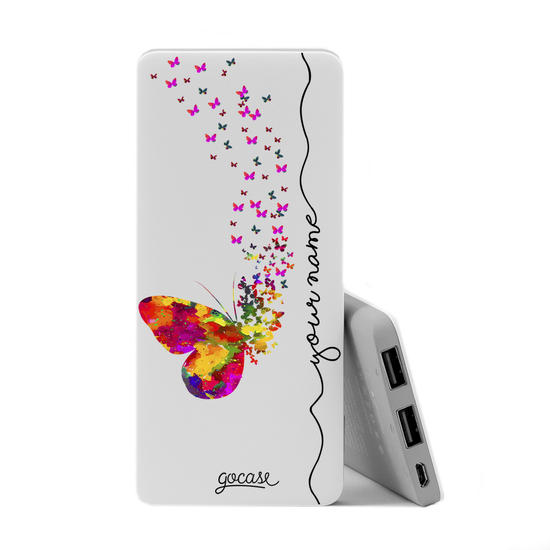 Power Bank Slim Portable Charger (5000mAh) - Floating Butterflies Handwritten
