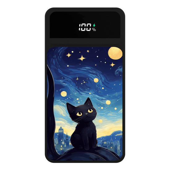  Carregador Portátil Turbo 10000mah Preto - Gato da Noite Estrelada