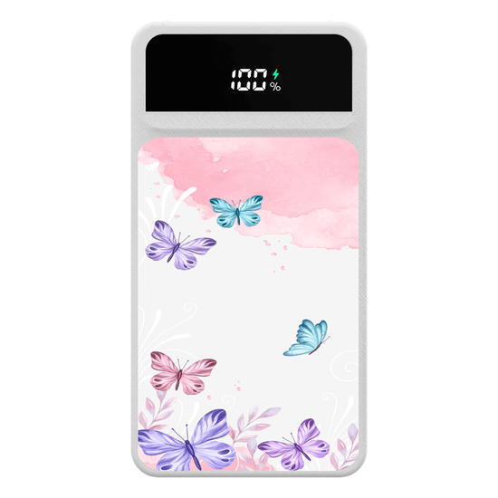 Carregador Portátil Turbo 10000mah -  Borboletas com Aquarela